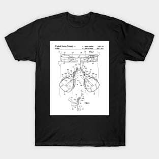 Rock Climbing Harness Patent - Rock Climber Art - Black And White T-Shirt